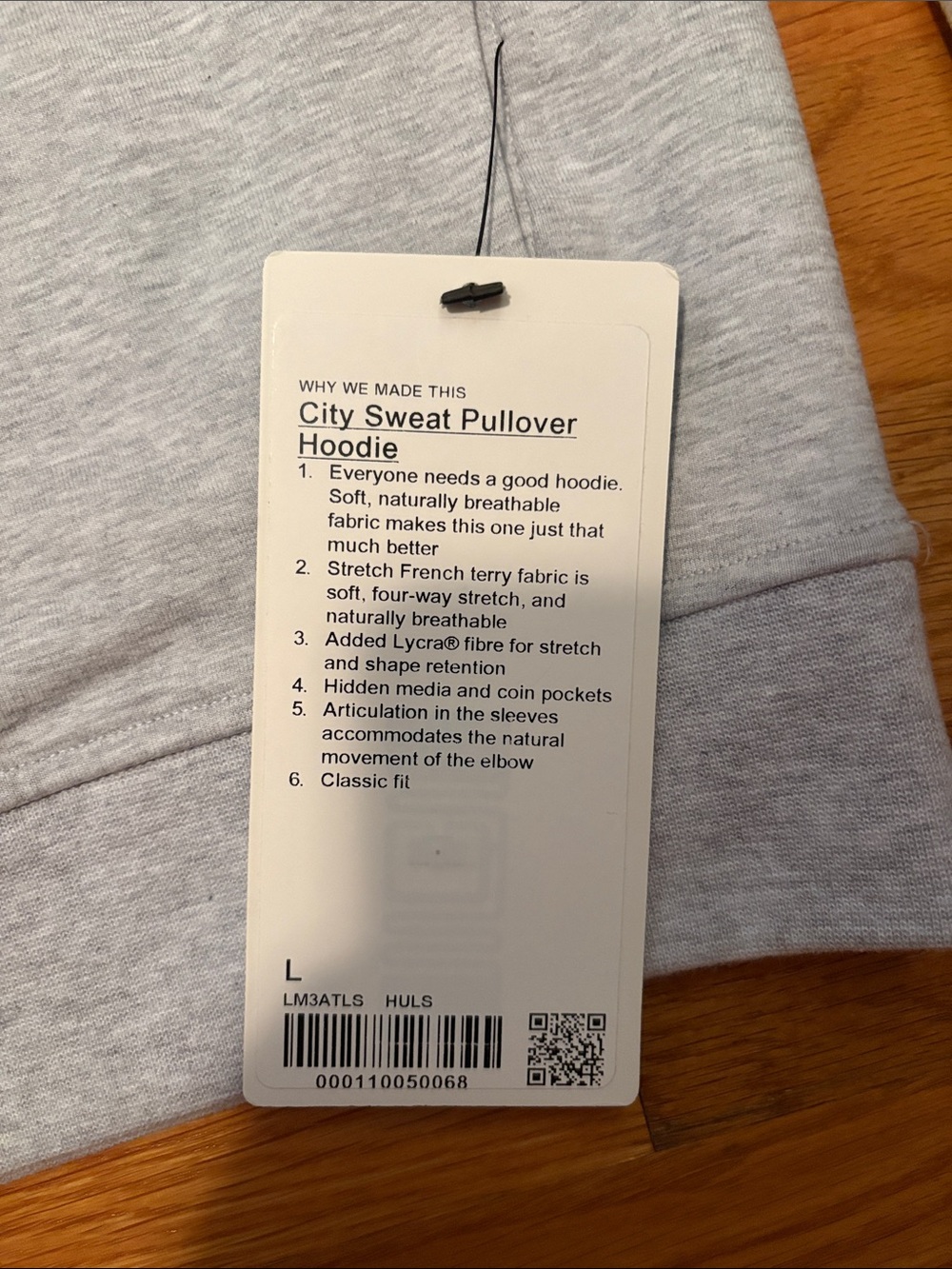 lululemon athletica Men's Light Gray City Sweat Pullover Hoodie - Picture 2 of 3